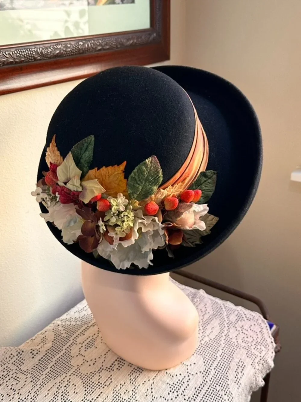The Ultimate Fall Hat - Vintage Victorian Style Picture Hat in Autumn Colors